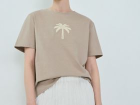 Футболка с вышивкой, Бежевый