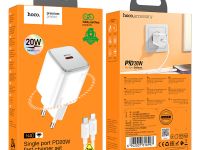 Сетевое зарядное устройство Hoco (N40) Mighty Single port Type-C/PD20W+QC3.0 charger (EU) + кабель Lightning (белый)