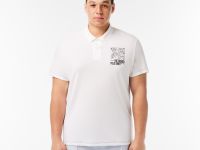 Мужское поло Lacoste с контрастным принтом