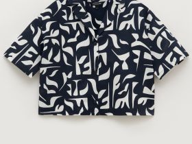 Рубашка женская с принтом изо льна