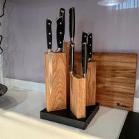 Подставка для ножей магнитная Woodinhome Stonehenge KS051SON-ST, дуб/мрамор