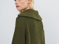 Джемпер с воротником-стойкой на молнии, Зеленый