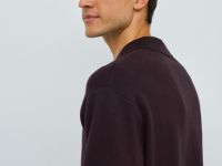 Вязаный джемпер-поло с длинным рукавом, Фиолетовый