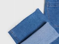 Укороченные широкие джинсы, Синий