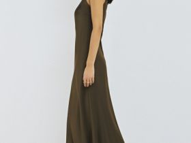 Платье макси из сатина, Зеленый