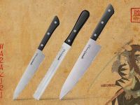 Подарочный набор из 3-х кухонных ножей Samura Harakiri (универсальный, для замороженных продуктов, шеф), сталь Aus 8, рукоять ABS-пластик
