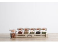 Kilner Набор из 6 баночек для специй на подставке 70 мл прозрачный/дерево Kilner