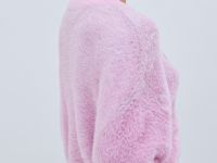 Пушистый джемпер с принтом собаки, Розовый