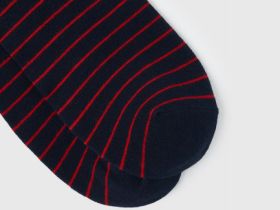 Высокие носки в полоску с надписью, Синий