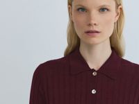 Кардиган в рубчик с шерстью, Фиолетовый