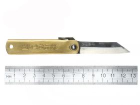 Складной нож Nagao Higonokami, сталь Aogami, рукоять латунь, жёлтый