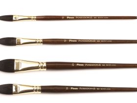 Кисть белка микс №12 овальная "язык" Pinax "Poseidon 826" короткая ручка