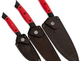 Набор кухонный "Хозяин", сталь VG-10, ц.м.,рук.G10, красный, в чехле