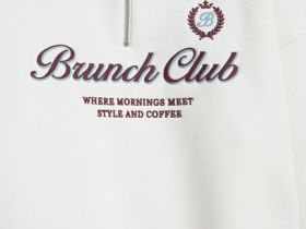 Толстовка с принтом и воротником на молнии, Бежевый