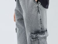 Джинcы оверсайз для девочек, Серый