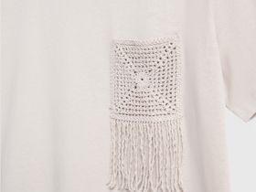 Футболка с вышивкой, Бежевый