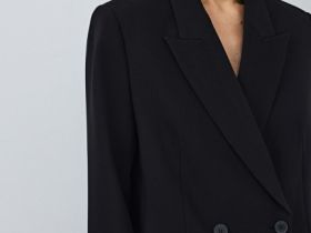 Двубортный жакет, Черный