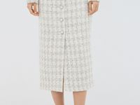 Твидовая юбка миди на пуговицах, Белый