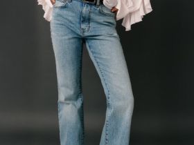 Джинсы Bootcut с высокой посадкой, Голубой