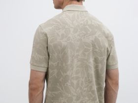 Поло с растительным принтом, Бежевый