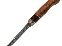 Авторский нож Ворон, сталь мозаичный дамаск, подарочная шкатулка