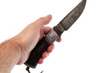 Авторский нож Сварог, сталь мозаичный дамаск, подарочная шкатулка