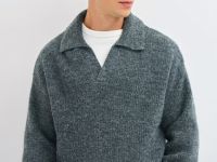 Текстурный джемпер поло, Серый