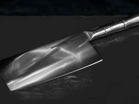 Топорик кухонный для рубки мяса Samura Bamboo - SBA-0040, сталь AUS-8, рукоять сталь, 180 мм