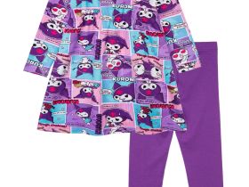 Комплект трикотажный для девочек: платье, брюки (легинсы)