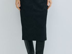 Прямая юбка из жаккарда, Черный