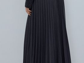 Плиссированная юбка миди A-силуэта, Серый