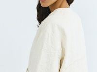 Укороченный жакет с жаккардовым узором, Бежевый