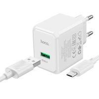 Сетевое зарядное устройство Hoco (CS12A) Ocean USB PD 18W + кабель USB/Type-C 1m (белый)