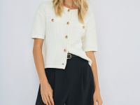 Кардиган с коротким рукавом, Белый