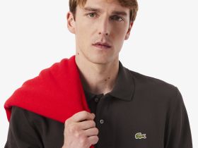 Мужское поло Lacoste L.12.21 классического кроя с длинным рукавом