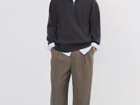 Джемпер с воротником-стойкой на молнии, Коричневый