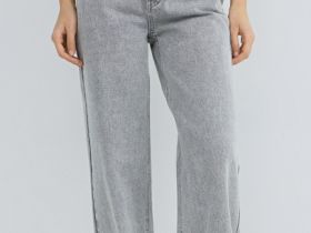 Широкие джинсы с высокой посадкой, Серый