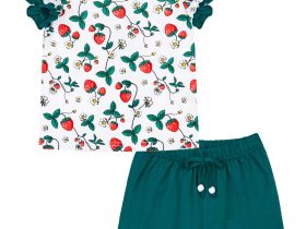 Комплект трикотажный для девочек: фуфайка (футболка), шорты