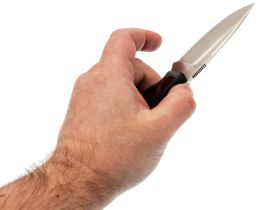 Нож Pocket Wolf Мини Тактик с долом, сталь AUS10Co, рукоять G10, черный с красной вставкой