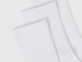 Высокие носки в рубчик, 3 пары, Белый