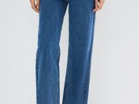 Широкие джинсы с высокой посадкой, Синий