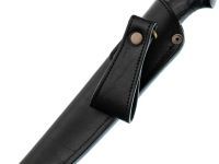 Нож Лидер 1, сталь D2, рукоять темная карельская береза синяя