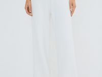 Вязаные широкие брюки, Белый