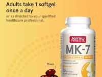 Jarrow Formulas, MK-7, самая активная форма витамина K2, 180 мкг, 30 мягких таблеток