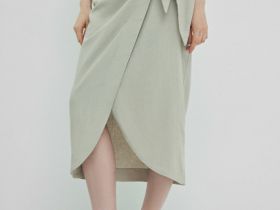 Юбка миди изо льна, Бежевый