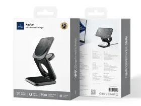 Беспроводное зарядное устройство WIWU Warrior 15W 3 в 1 для iPhone/Apple Watch/AirPods (Wi-W035) (черный)