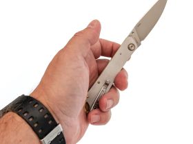 Складной нож Sanrenmu 9305, сталь 8Cr13MoV, рукоять нержавеющая сталь, светлый