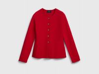 Кардиган с баской и золотыми пуговицами, Красный