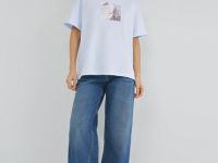 Футболка оверсайз с принтом, Голубой