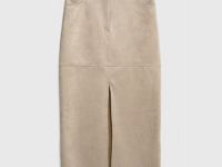 Замшевая прямая юбка, Бежевый